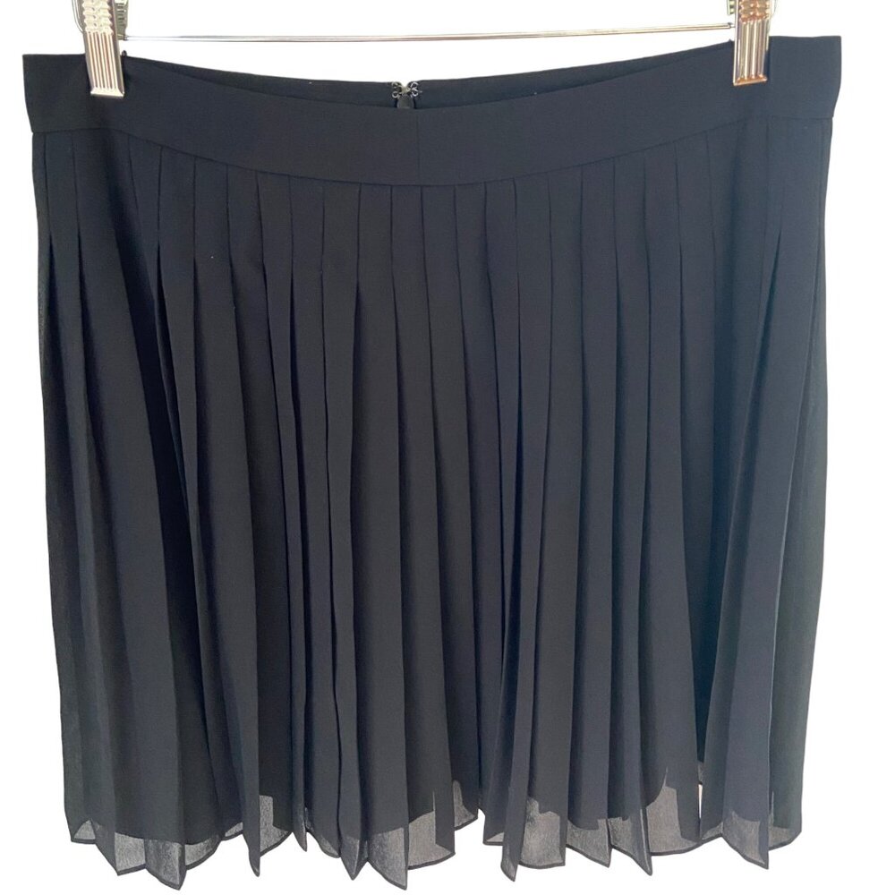 Ann Taylor Loft Women's Black Pleated Lined Skirt Size 10 Side Zipper NWOT